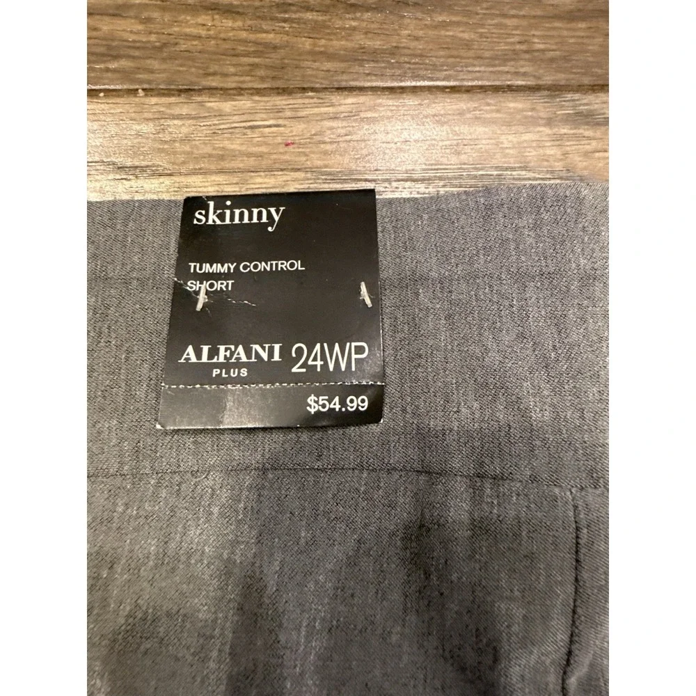 Alfani Skinny Pants Womens 24WP Light Heather Grey Tummy Control Plus Petite NEW